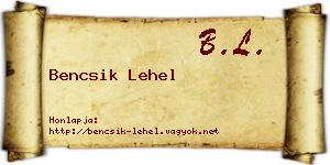 Bencsik Lehel névjegykártya